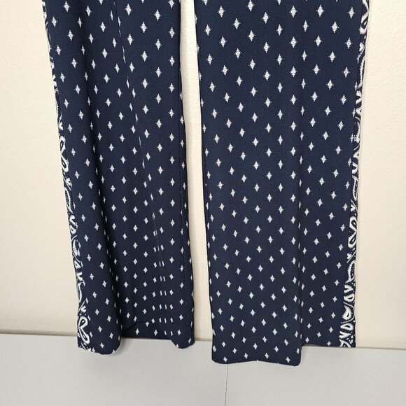 Cabi 8 Blue Trouser Pants Paisley High Rise Wide Leg  5176 Office Career Boho - Picture 4 of 10